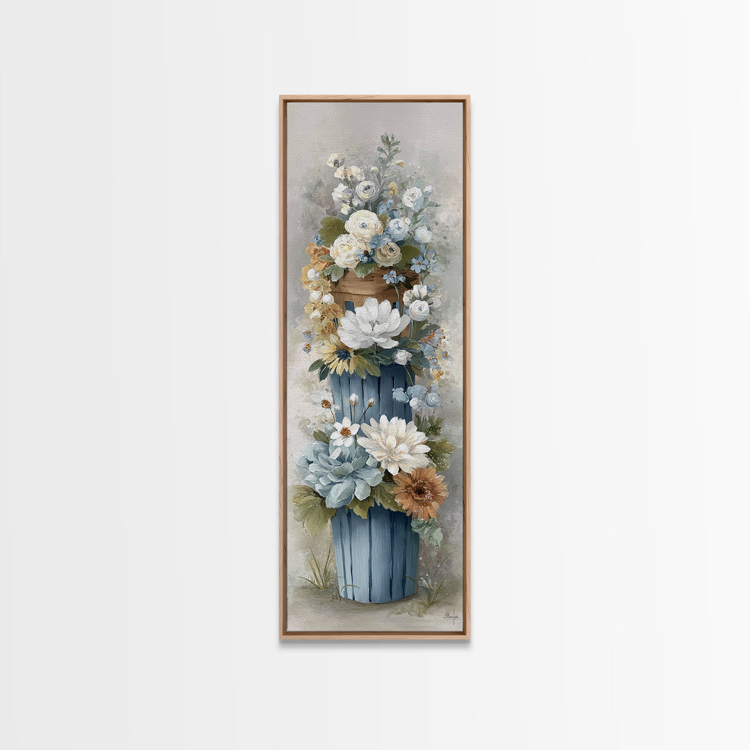 Blue Laundry Basket Canvas Print, Laundry Room Art, Room Decor, Living Room Decor, Fine Art, Clean, New Home Gift, LRA-1x3-17