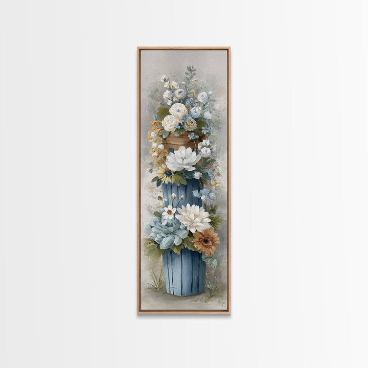 Blue Laundry Basket Canvas Print, Laundry Room Art, Room Decor, Living Room Decor, Fine Art, Clean, New Home Gift, LRA-1x3-17