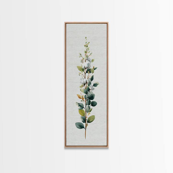 Sunlit White Towels and Eucalyptus Branch Canvas Print, Laundry Room Art, Digital Art, Living Room Decor, Watercolor Art, Clean, LRA-1x3-23