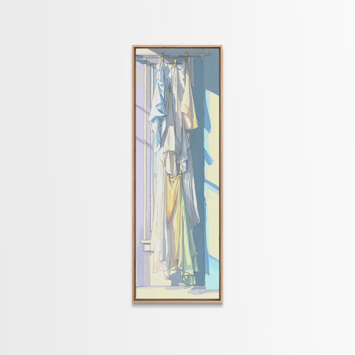 Simple Line Drawing of Hanging Laundry Canvas Print, Laundry Room Art, Room Decor, Living Room Decor, Abstract Art, Clean, LRA-1x3-28