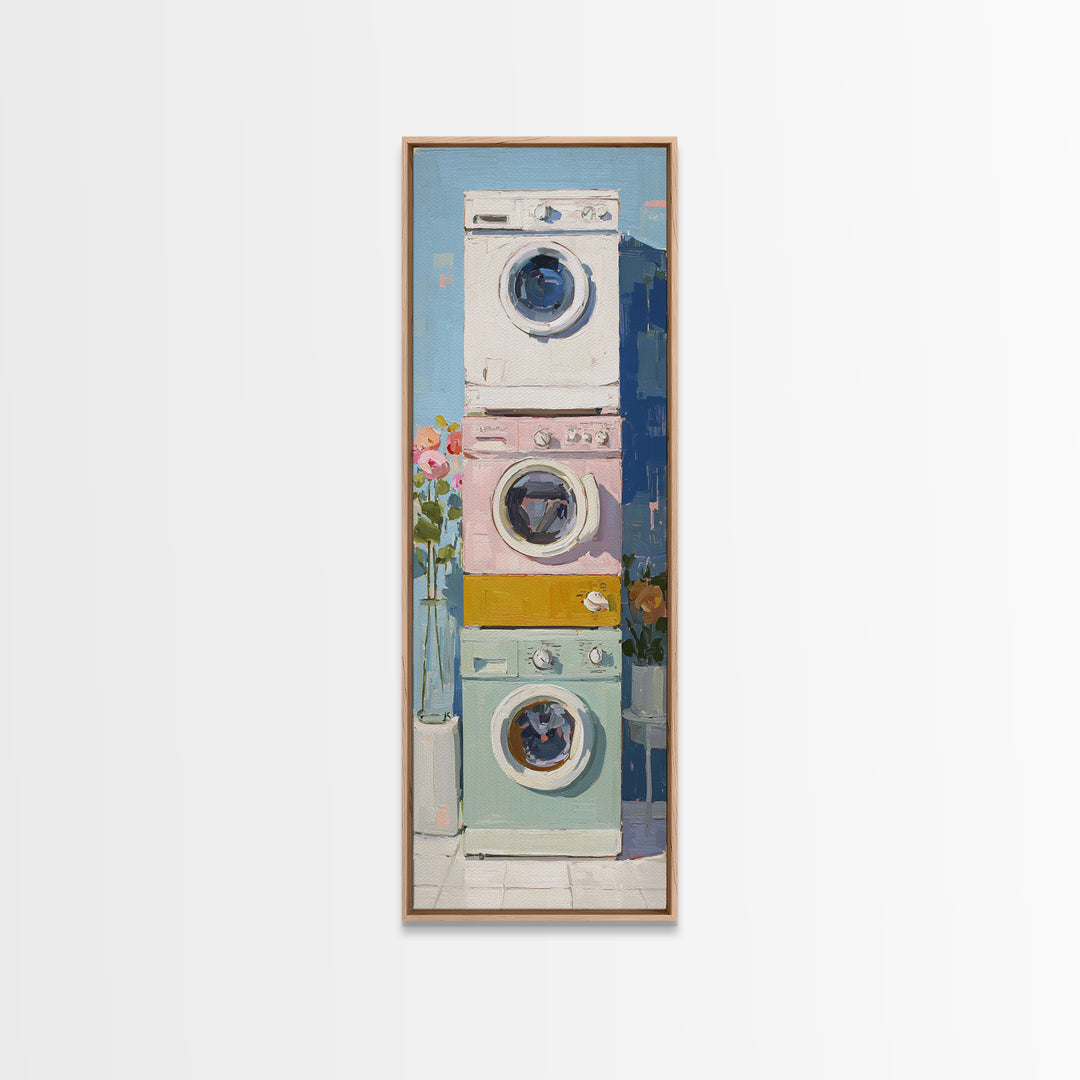 Washing Machine Icon Graphic Without Text Framed Canvas Print, Laundry Room Art, Apartment Wall Art, Living Room Decor, Clean, LRA-1x3-46