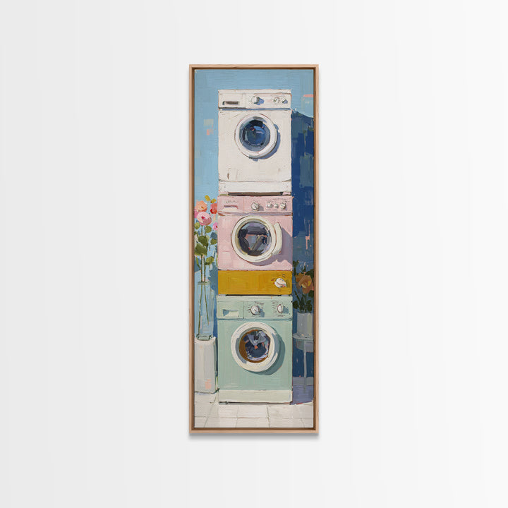 Washing Machine Icon Graphic Without Text Framed Canvas Print, Laundry Room Art, Apartment Wall Art, Living Room Decor, Clean, LRA-1x3-46