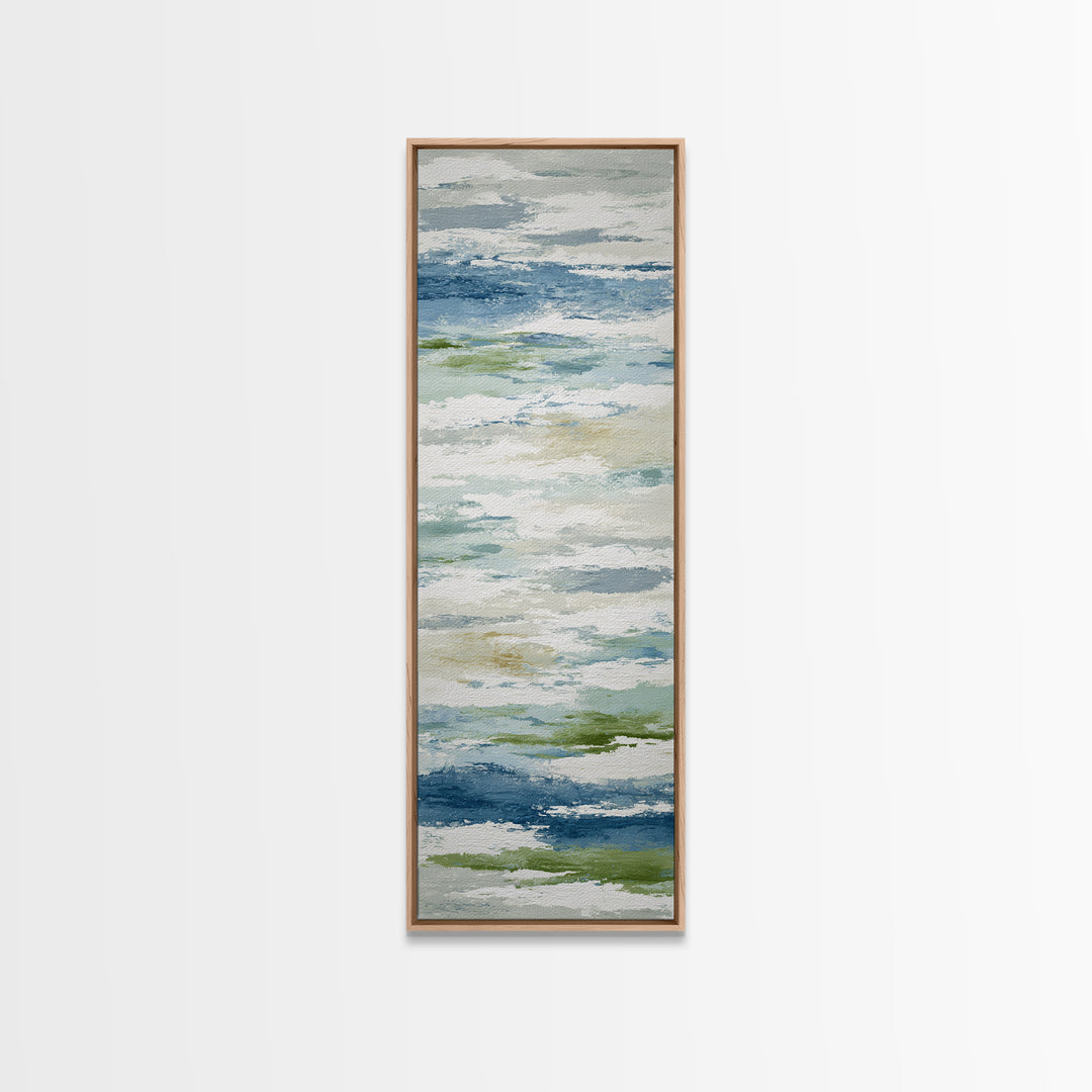 Clean Blue Water Ripple Abstraction Framed Canvas Print, Laundry Room Art, Living Room Decor, Abstract Art, Clean, LRA-1x3-54
