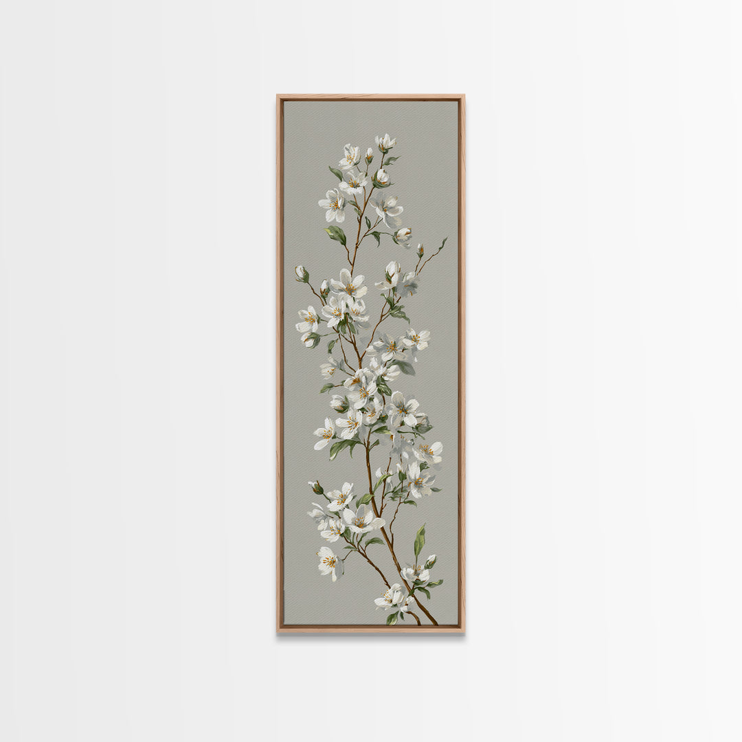 Fresh Cotton Branch Botanical Study Canvas Print, Laundry Room Art, Minimalist Wall Art, Living Room Decor, Fine Art, Clean, LRA-1x3-67