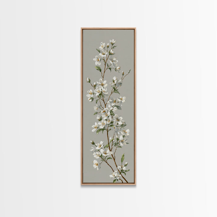 Fresh Cotton Branch Botanical Study Canvas Print, Laundry Room Art, Minimalist Wall Art, Living Room Decor, Fine Art, Clean, LRA-1x3-67