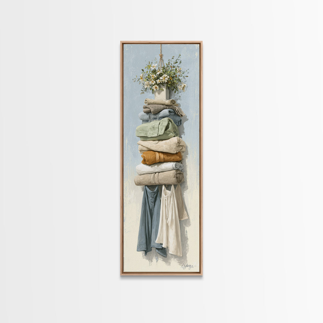 Farmhouse Laundry Sign Ornament Without Words Canvas Print, Laundry Room Art, Contemporary Art, Living Room Decor, Clean, LRA-1x3-7