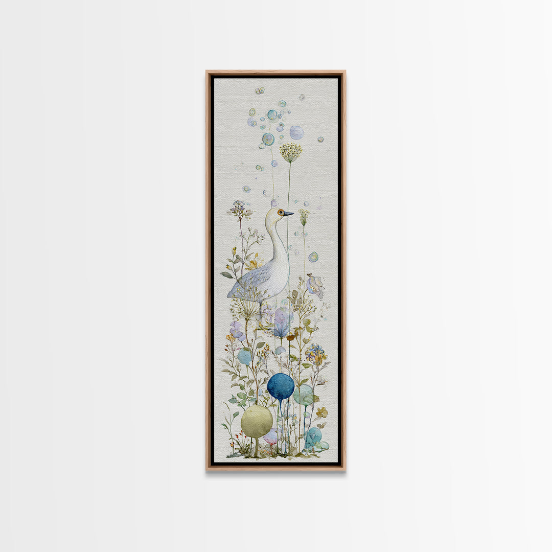 Duck and Bubbles Whimsical Watercolor Framed Canvas Print, Laundry Room Art, Farmhouse Wall Art, Living Room Decor, Clean, LRA-1x3-75