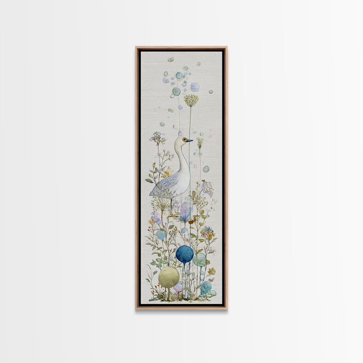 Duck and Bubbles Whimsical Watercolor Framed Canvas Print, Laundry Room Art, Farmhouse Wall Art, Living Room Decor, Clean, LRA-1x3-75
