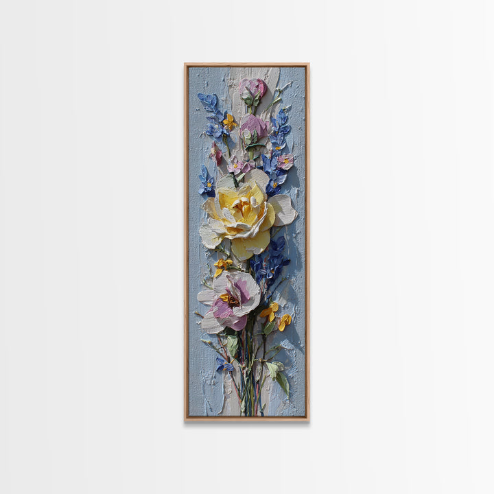Clothespin Bouquet in Folk Art Style Framed Canvas Print, Laundry Room Art, Statement Artwork, Living Room Decor, Clean, LRA-1x3-8