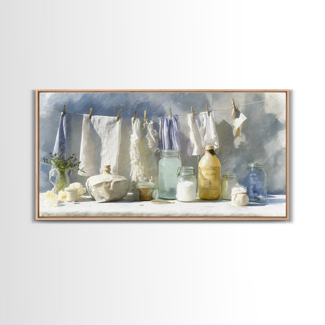 Farmhouse Laundry Sign Ornament Without Words Canvas Print, Laundry Room Art, Minimalist Decor, Living Room Decor, Clean, LRA-2x1-15