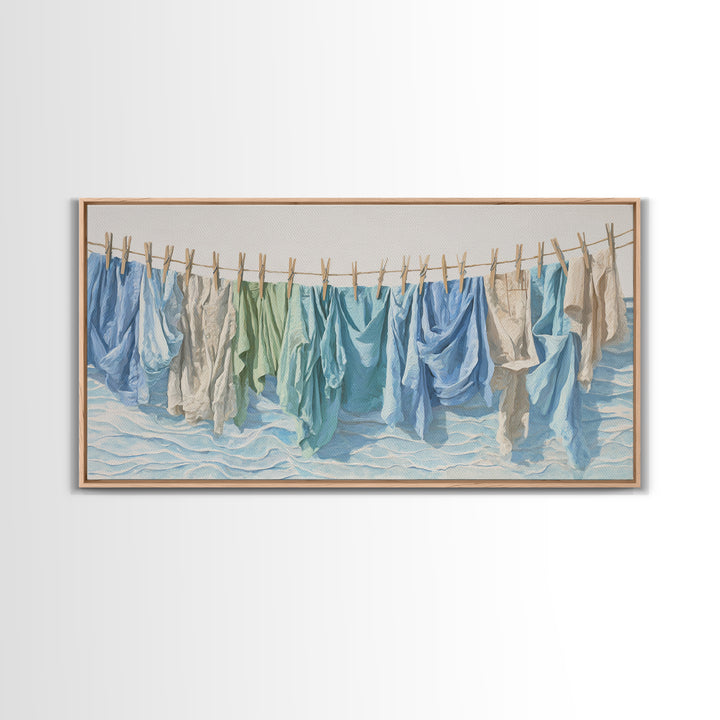 Clean Blue Water Ripple Abstraction Framed Canvas Print, Laundry Room Art, Fine Art Print, Living Room Decor, Abstract Art, LRA-2x1-38