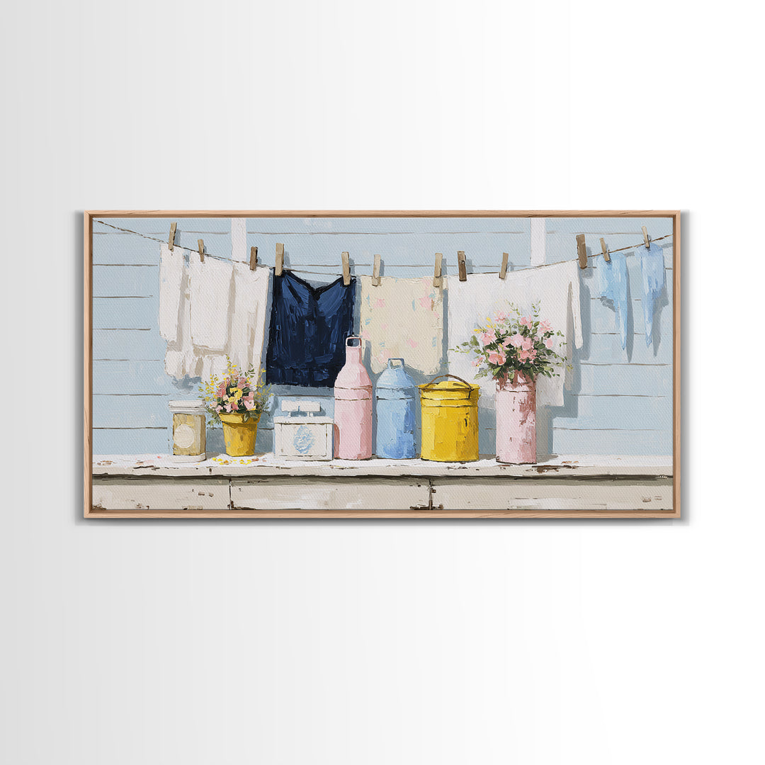 Farmhouse Laundry Sign Ornament Without Words Canvas Print, Laundry Room Art, Printable Wall Art, Living Room Decor, Clean, LRA-2x1-39