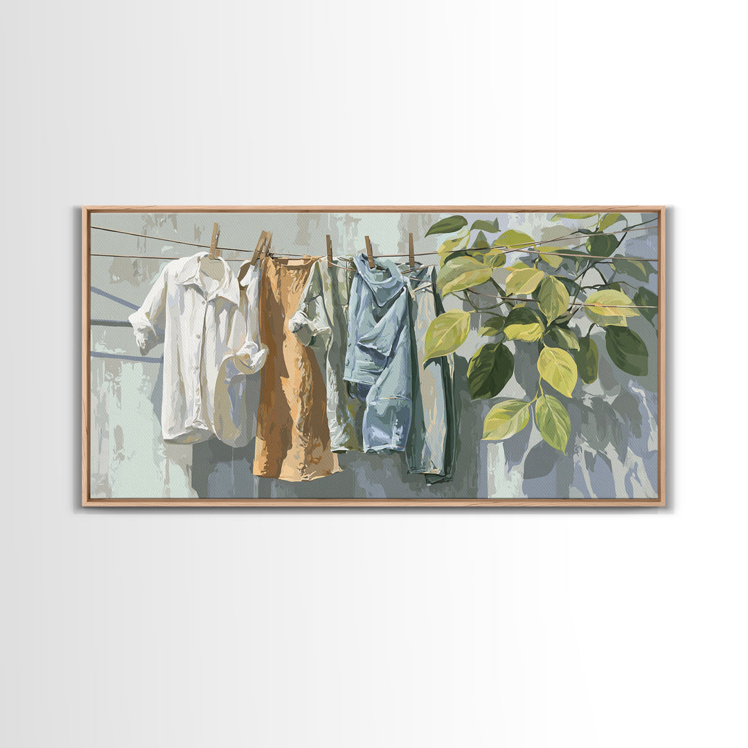 White Shirt on Hanger Canvas Print, Laundry Room Art, Contemporary Art, Living Room Decor, Fine Art, Clean, Farmhouse Decor, LRA-2x1-41