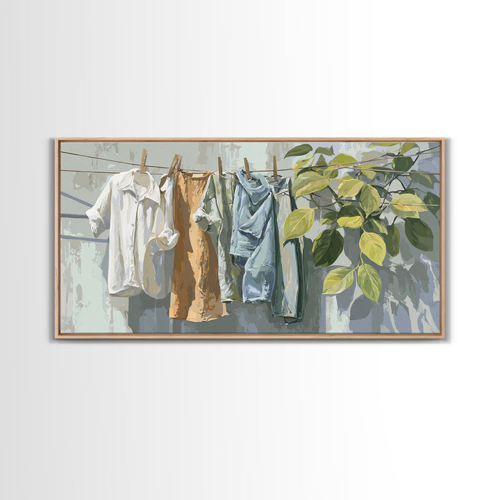 White Shirt on Hanger Canvas Print, Laundry Room Art, Contemporary Art, Living Room Decor, Fine Art, Clean, Farmhouse Decor, LRA-2x1-41