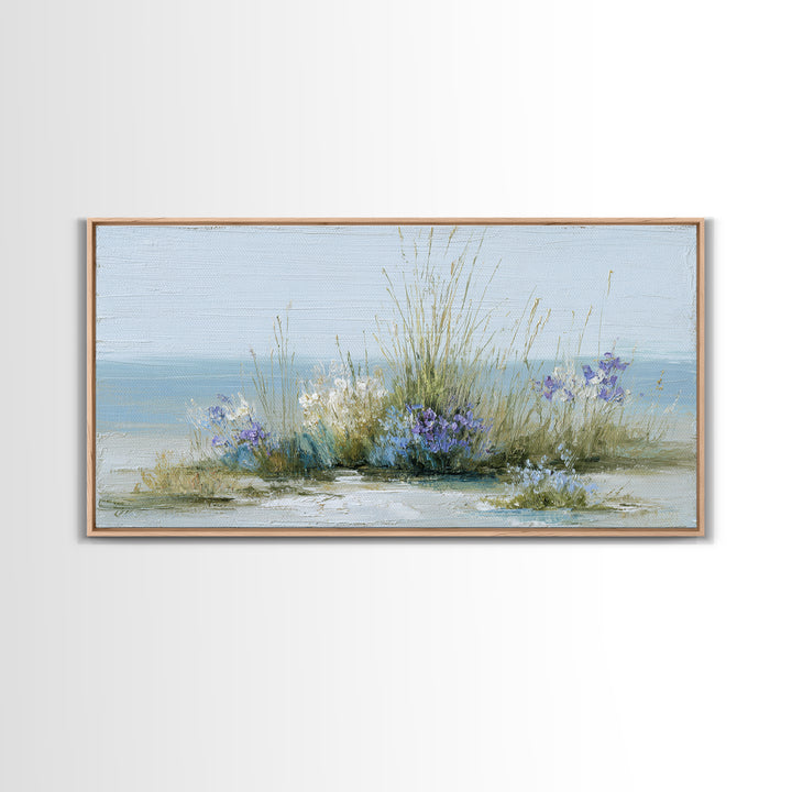 Fresh Air Meadow Landscape for Clean Mood Framed Canvas Print, Laundry Room Art, Oil Painting, Living Room Decor, Clean, LRA-2x1-43