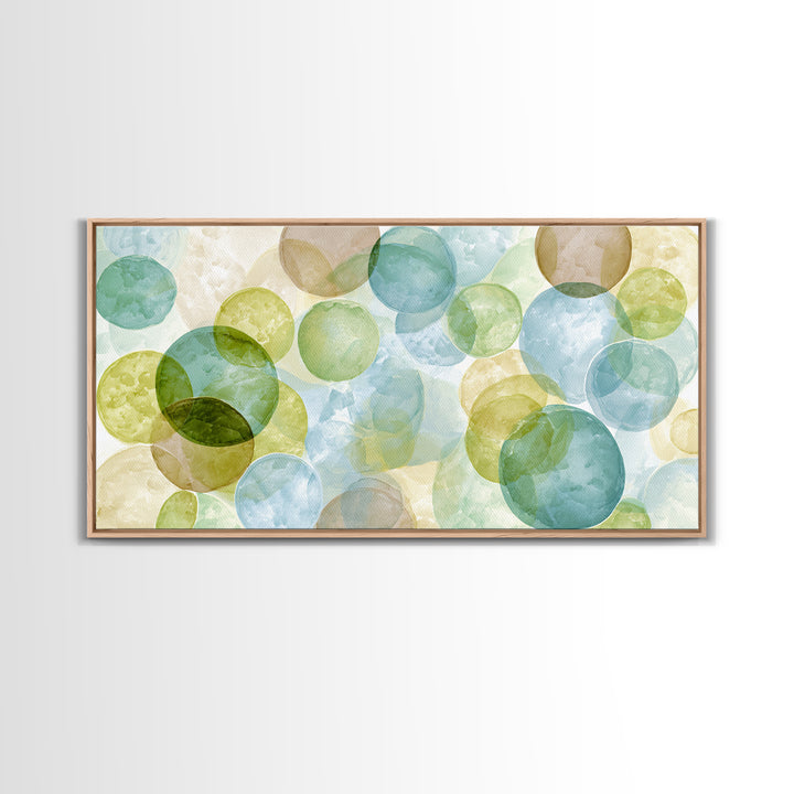 Soap Bubbles Rendered as Playful Abstract Circles Canvas Print, Laundry Room Art, Minimalist Decor, Living Room Decor, Clean, LRA-2x1-50