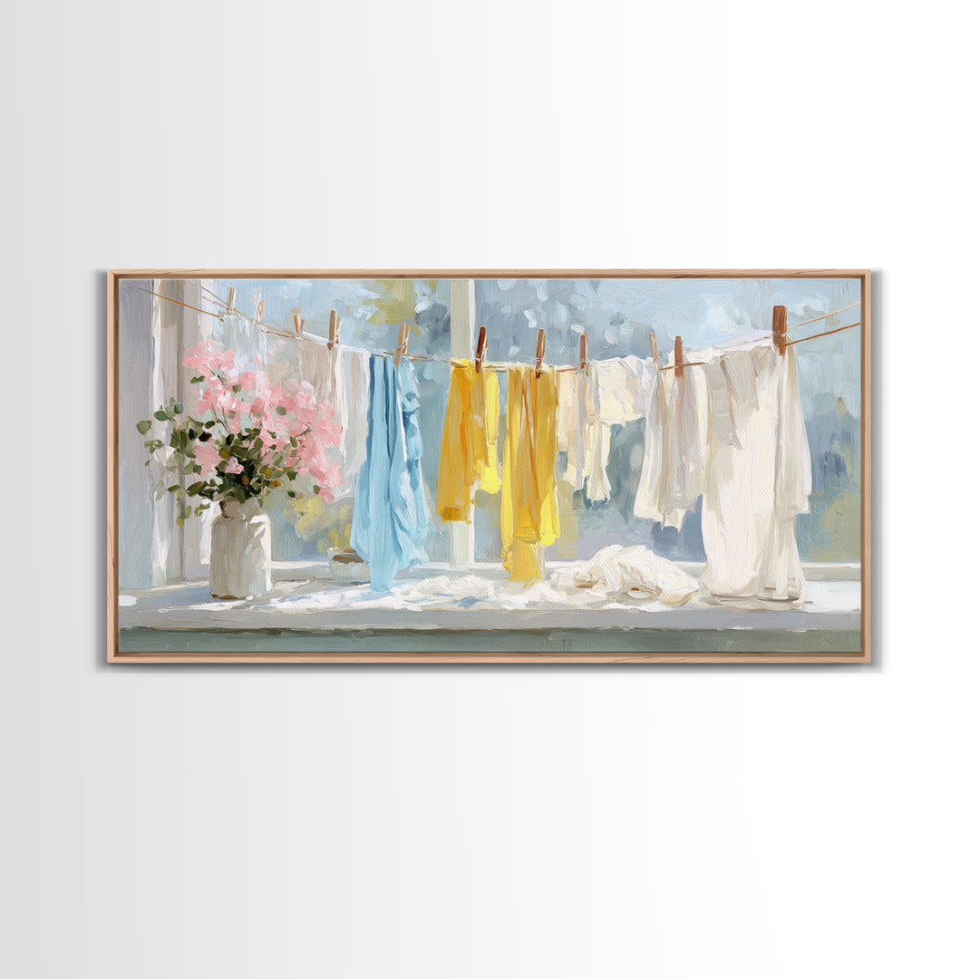 Fresh Air Meadow Landscape for Clean Mood Framed Canvas Print, Laundry Room Art, Apartment Wall Art, Living Room Decor, Clean, LRA-2x1-67