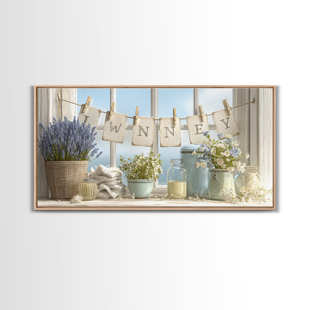 Farmhouse Laundry Sign Ornament Without Words Canvas Print, Laundry Room Art, Farmhouse Wall Art, Living Room Decor, Clean, LRA-2x1-87