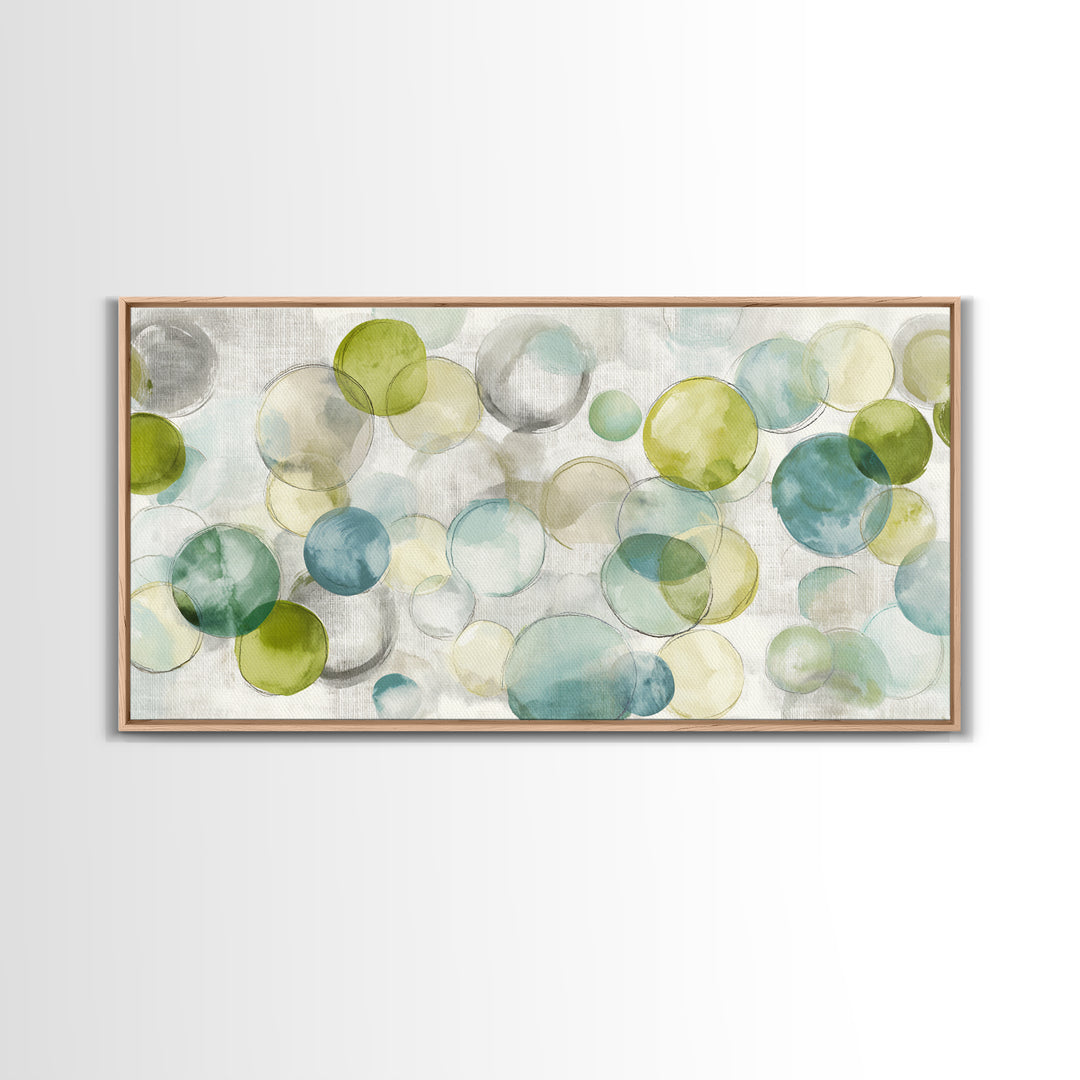 Soap Bubbles Rendered as Playful Abstract Circles Canvas Print, Laundry Room Art, Printable Wall Art, Living Room Decor, Clean, LRA-2x1-98