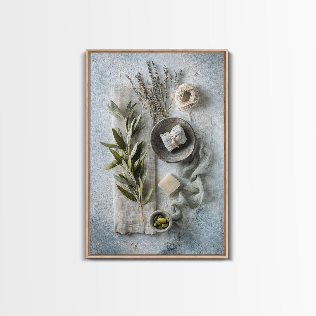 Lavender Sachet and Ribbon Still Life Framed Canvas Print, Laundry Room Art, Home Decor, Living Room Decor, Fine Art, Clean, LRA-2x3-1