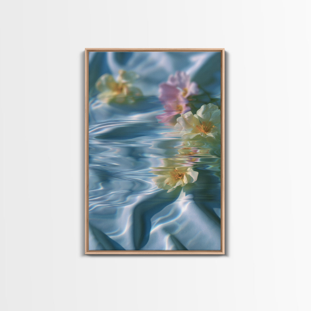 Clean Blue Water Ripple Abstraction Framed Canvas Print, Laundry Room Art, Boho Decor, Living Room Decor, Fine Art, Clean, LRA-2x3-2