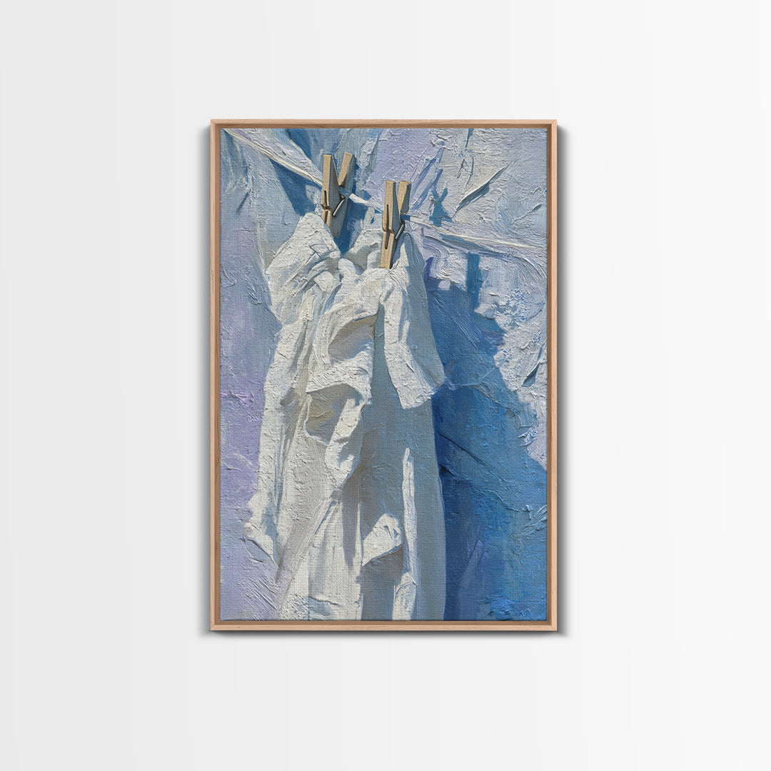 Linen Texture Abstract Framed Canvas Print, Laundry Room Art, Digital Art Print, Living Room Decor, Abstract Art, Clean, LRA-2x3-44