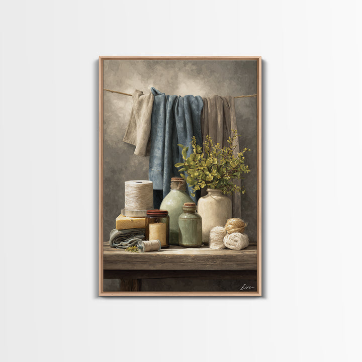 Farmhouse Laundry Sign Ornament Without Words Framed Canvas Print, Laundry Room Art, Room Decor, Living Room Decor, Clean, LRA-2x3-51