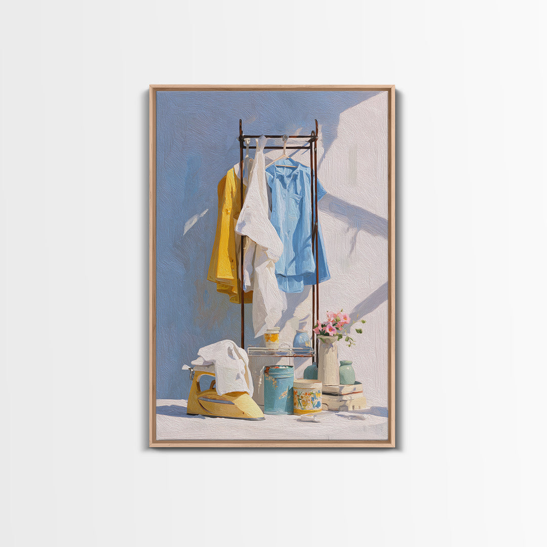 Retro Iron Illustration Canvas Print, Laundry Room Art, Printable Art, Living Room Decor, Fine Art, Clean, Whimsical Art, LRA-2x3-65