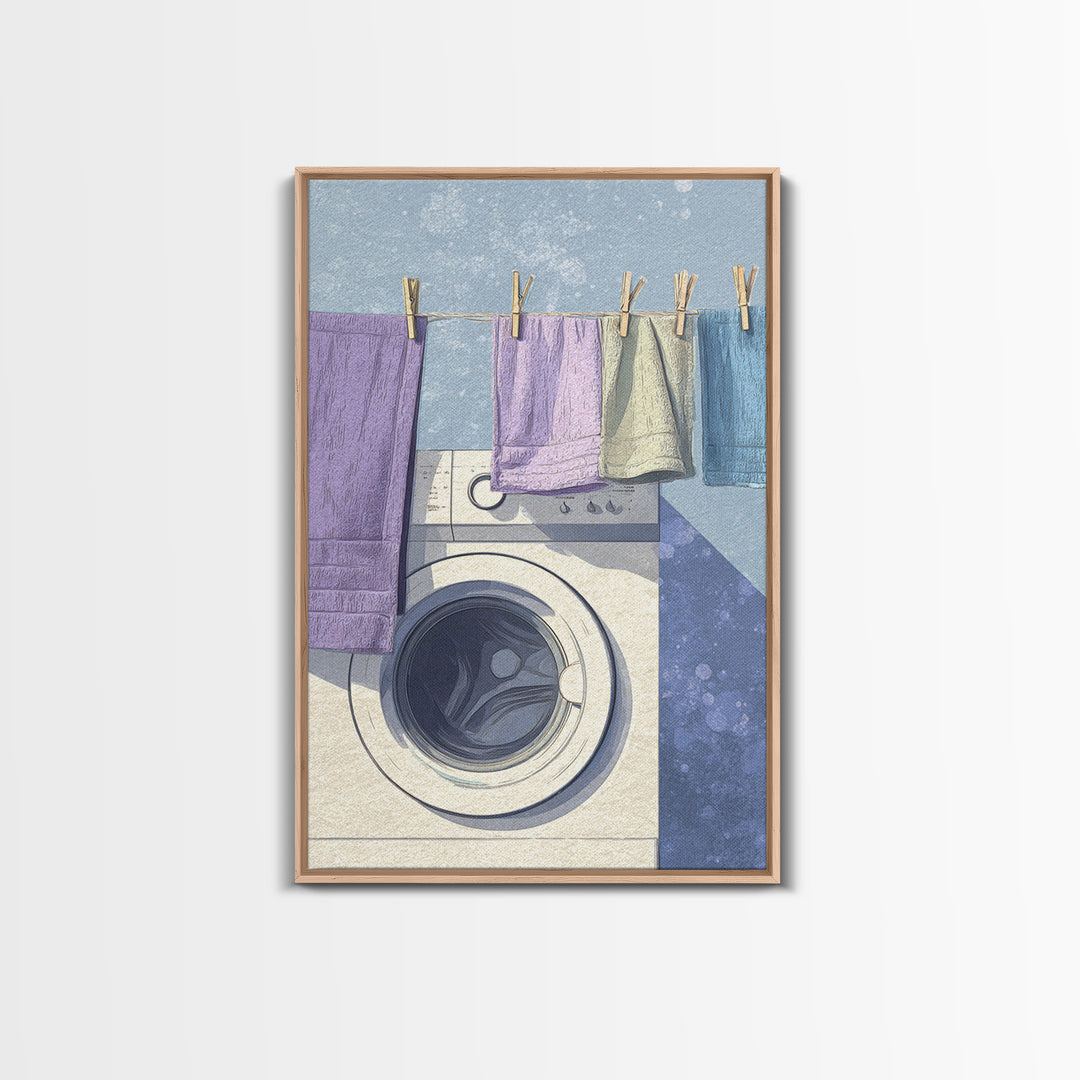 Washing Machine Icon Graphic Without Text Canvas Print, Laundry Room Art, Wall Decor, Living Room Decor, Oil Painting, Clean, LRA-2x3-66