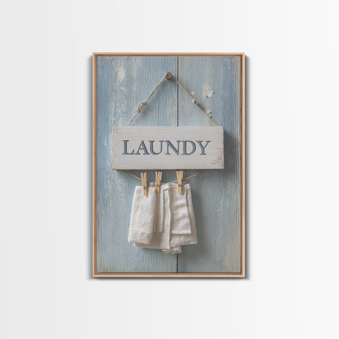 Farmhouse Laundry Sign Ornament Without Words Framed Canvas Print, Laundry Room Art, Artwork, Living Room Decor, Clean, LRA-2x3-75