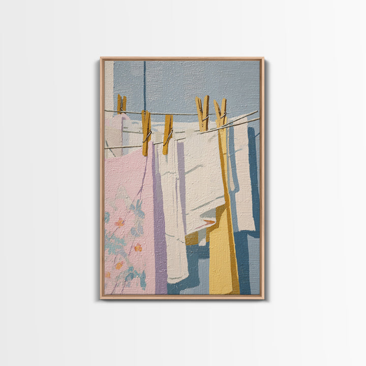 Simple Line Drawing of Hanging Laundry Canvas Print, Laundry Room Art, New Home Gift, Living Room Decor, Abstract Art, Clean, LRA-2x3-96