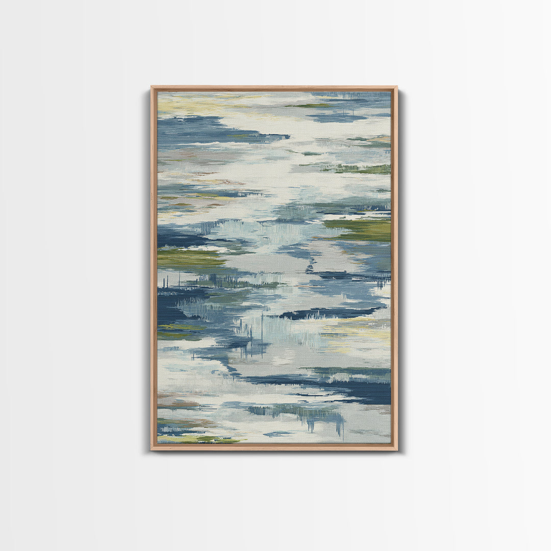 Clean Blue Water Ripple Abstraction Framed Canvas Print, Laundry Room Art, Digital Art, Living Room Decor, Abstract Art, Clean, LRA-2x3-98