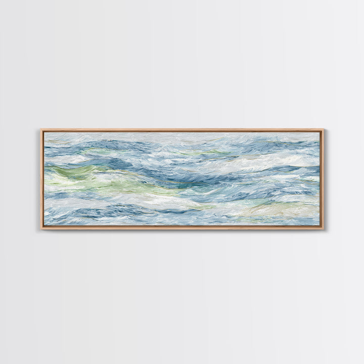 Clean Blue Water Ripple Abstraction Framed Canvas Print, Laundry Room Art, Wall Decor, Living Room Decor, Abstract Art, Clean, LRA-3x1-10