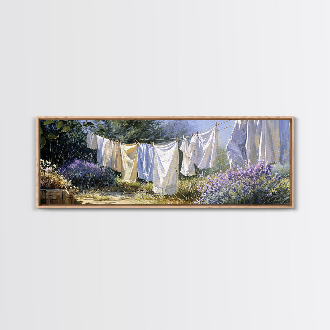 Fresh Air Meadow Landscape for Clean Mood Framed Canvas Print, Laundry Room Art, Apartment Wall Art, Living Room Decor, Clean, LRA-3x1-15