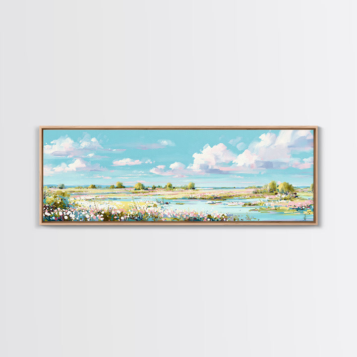 Fresh Air Meadow Landscape for Clean Mood Canvas Print, Laundry Room Art, Fine Art Print, Living Room Decor, Oil Painting, LRA-3x1-39