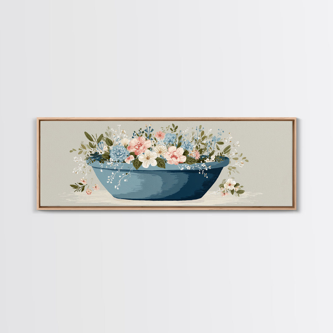 Blue Laundry Basket Canvas Print, Laundry Room Art, Laundry Room Decor, Living Room Decor, Fine Art, Clean, Gallery Decor, LRA-3x1-45