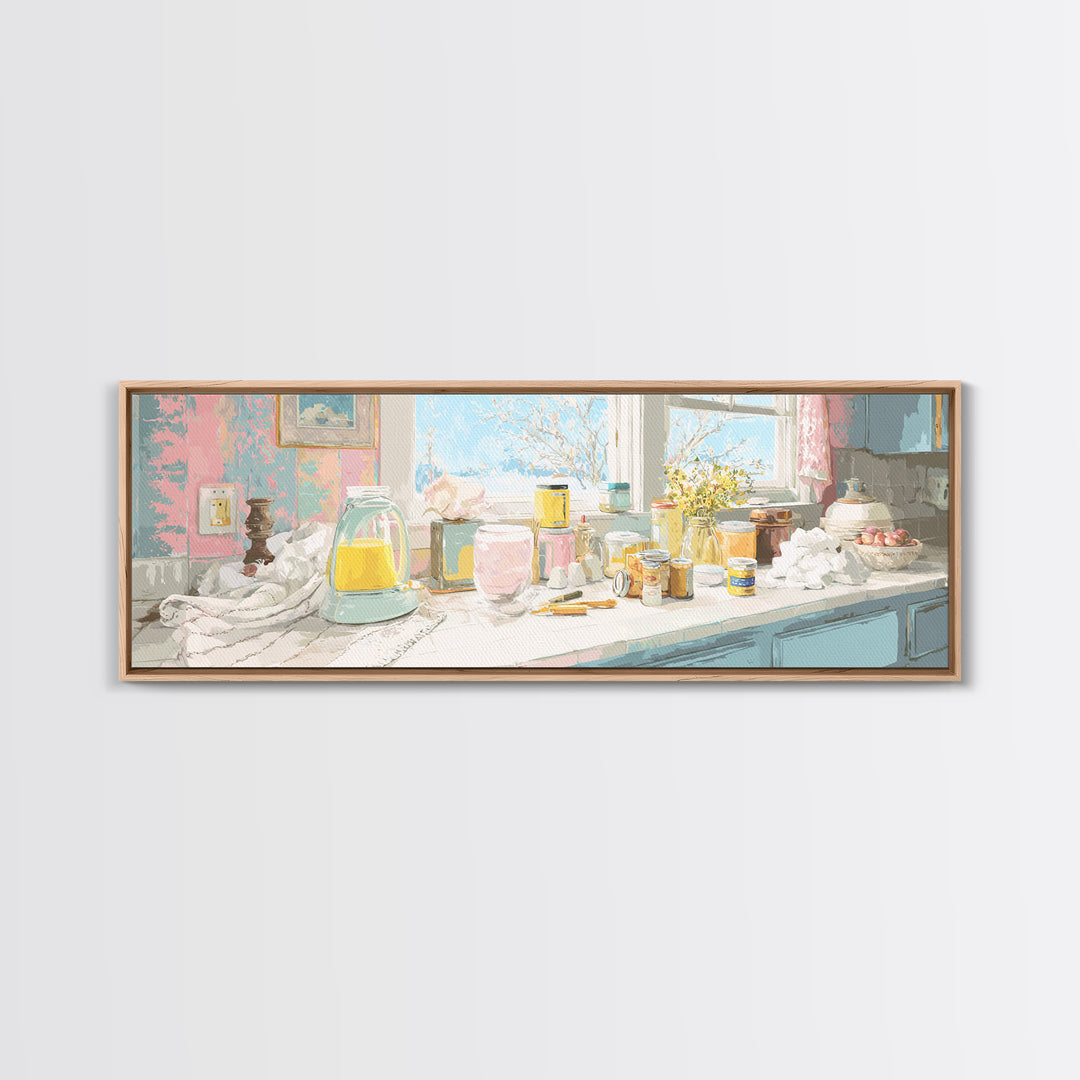 Retro Iron Illustration Canvas Print, Laundry Room Art, Minimalist Wall Art, Living Room Decor, Abstract Art, Clean, LRA-3x1-49