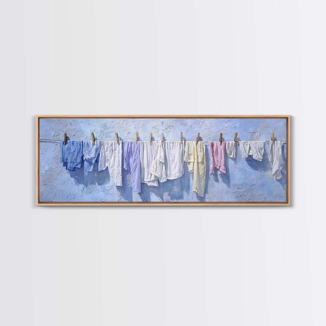 Linen Texture Abstract Framed Canvas Print, Laundry Room Art, Room Decor, Living Room Decor, Fine Art, Clean, Digital Print, LRA-3x1-52