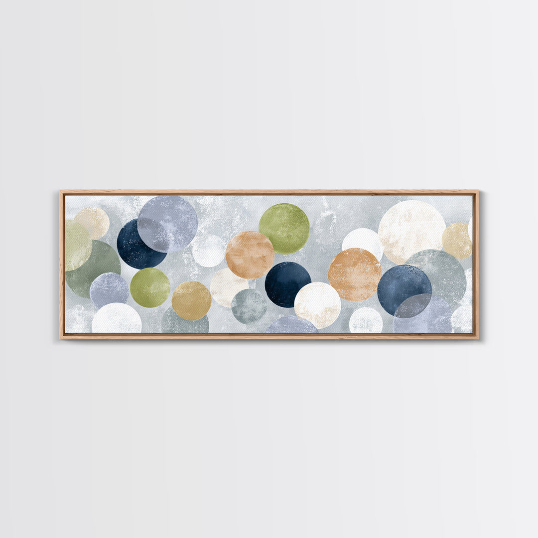 Soap Bubbles Rendered as Playful Abstract Circles Canvas Print, Laundry Room Art, Living Room Decor, Abstract Art, Clean, LRA-3x1-70