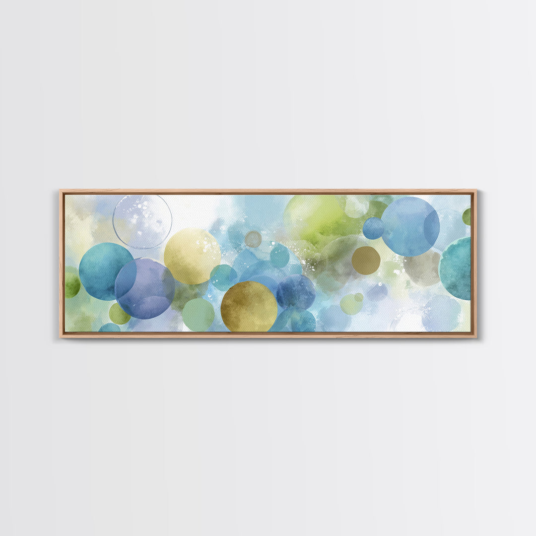 Soap Bubbles Rendered as Playful Abstract Circles Canvas Print, Laundry Room Art, Farmhouse Wall Decor, Living Room Decor, LRA-3x1-94