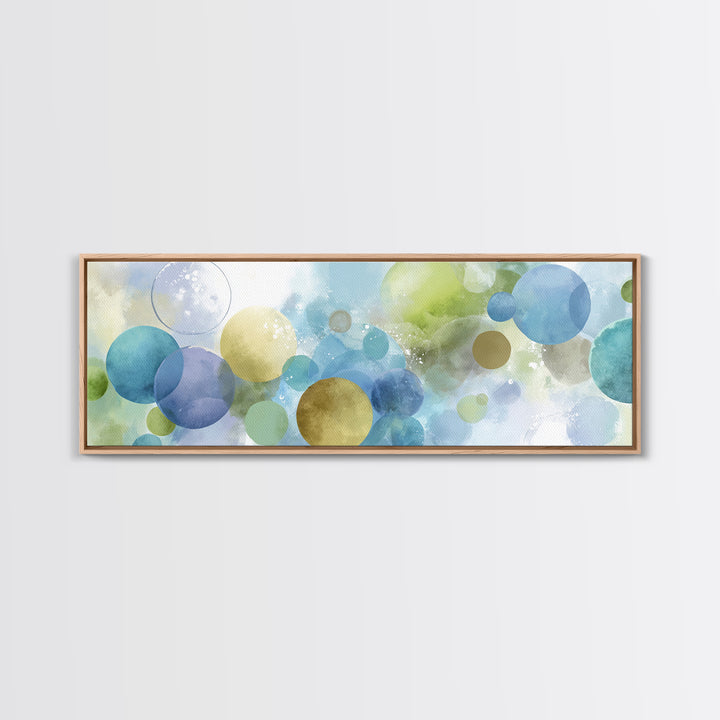 Soap Bubbles Rendered as Playful Abstract Circles Canvas Print, Laundry Room Art, Farmhouse Wall Decor, Living Room Decor, LRA-3x1-94