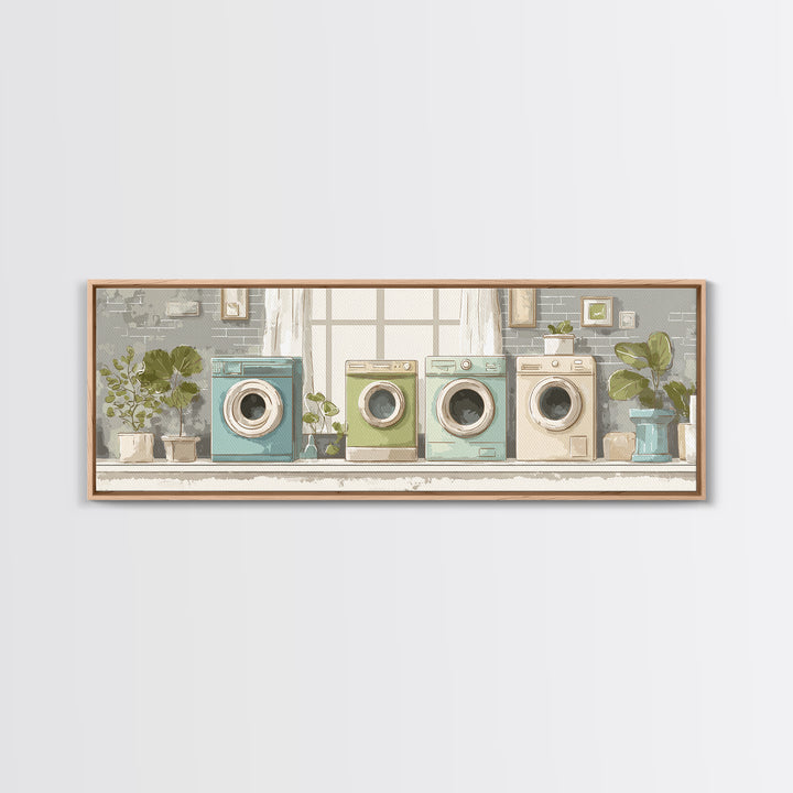 Washing Machine Icon Graphic Without Text Canvas Print, Laundry Room Art, Whimsical Art, Living Room Decor, Fine Art, Clean, LRA-3x1-98