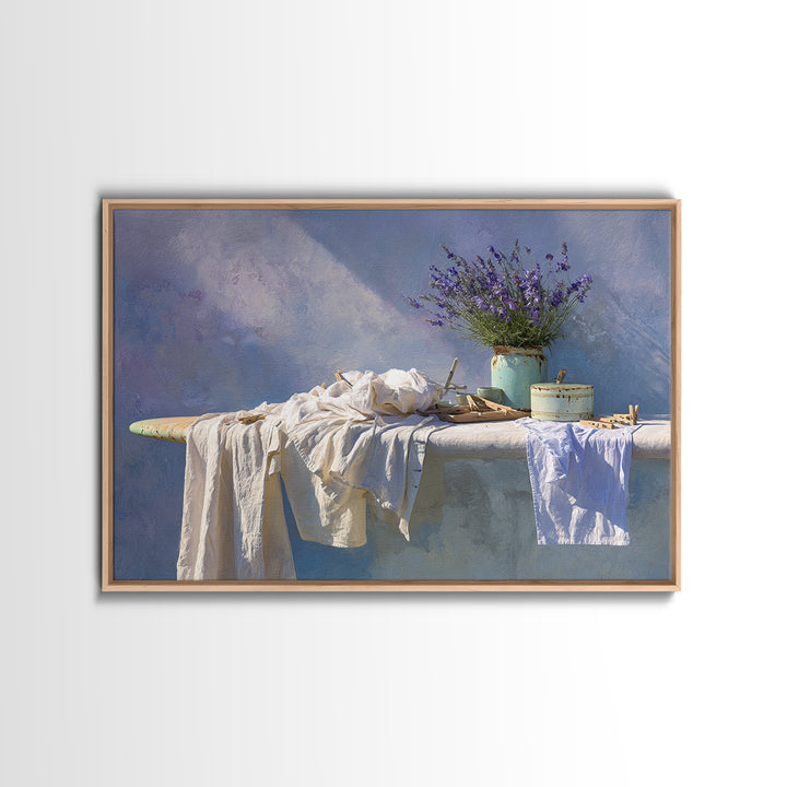 Ironing Board Still Life Framed Canvas Print, Laundry Room Art, Fine Art Print, Living Room Decor, Watercolor Art, Clean, LRA-3x2-100