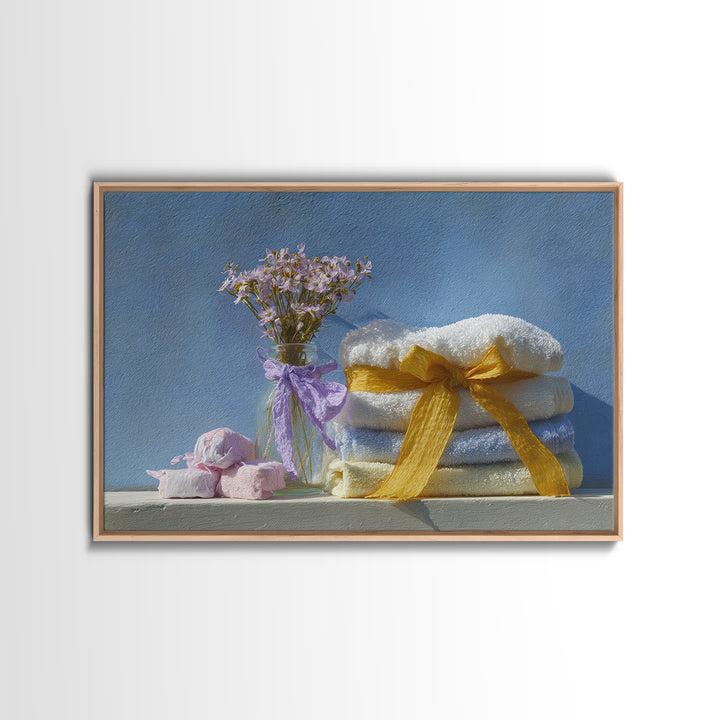 Lavender Sachet and Ribbon Still Life Canvas Print, Laundry Room Art, Farmhouse Wall Decor, Living Room Decor, Fine Art, Clean, LRA-3x2-21