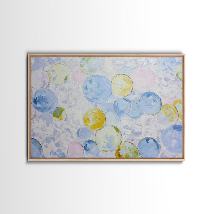 Soap Bubbles Rendered as Playful Abstract Circles Canvas Print, Laundry Room Art, Farmhouse Wall Decor, Living Room Decor, LRA-3x2-34