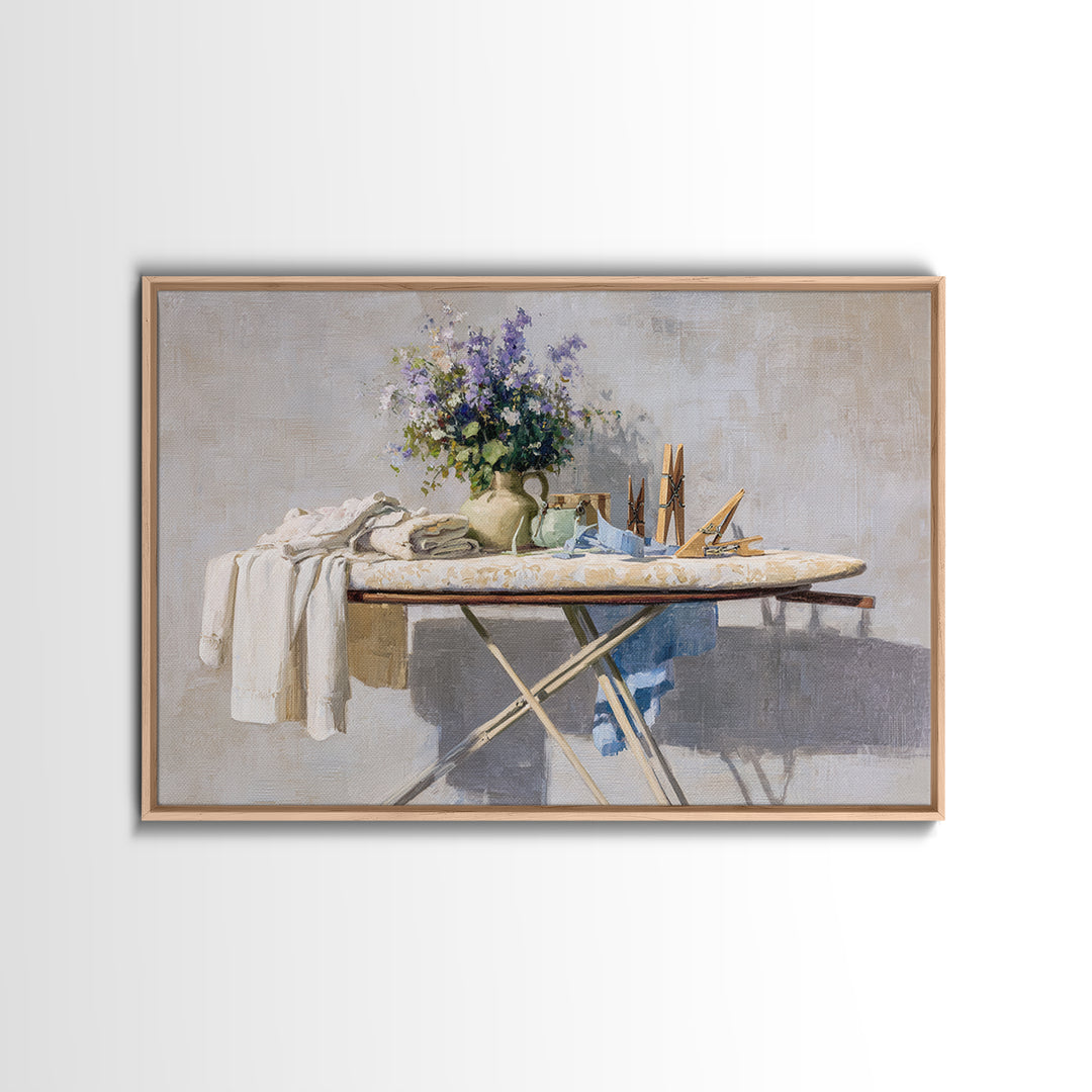 Ironing Board Still Life Canvas Print, Laundry Room Art, Oil Painting, Living Room Decor, Watercolor Art, Clean, LRA-3x2-4