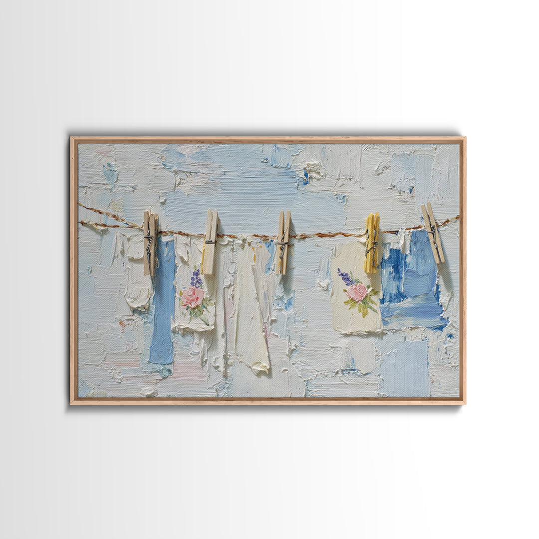 Linen Texture Abstract Framed Canvas Print, Laundry Room Art, Minimalist Wall Art, Living Room Decor, Abstract Art, Clean, LRA-3x2-40