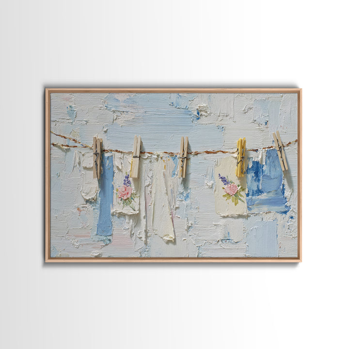 Linen Texture Abstract Framed Canvas Print, Laundry Room Art, Minimalist Wall Art, Living Room Decor, Abstract Art, Clean, LRA-3x2-40