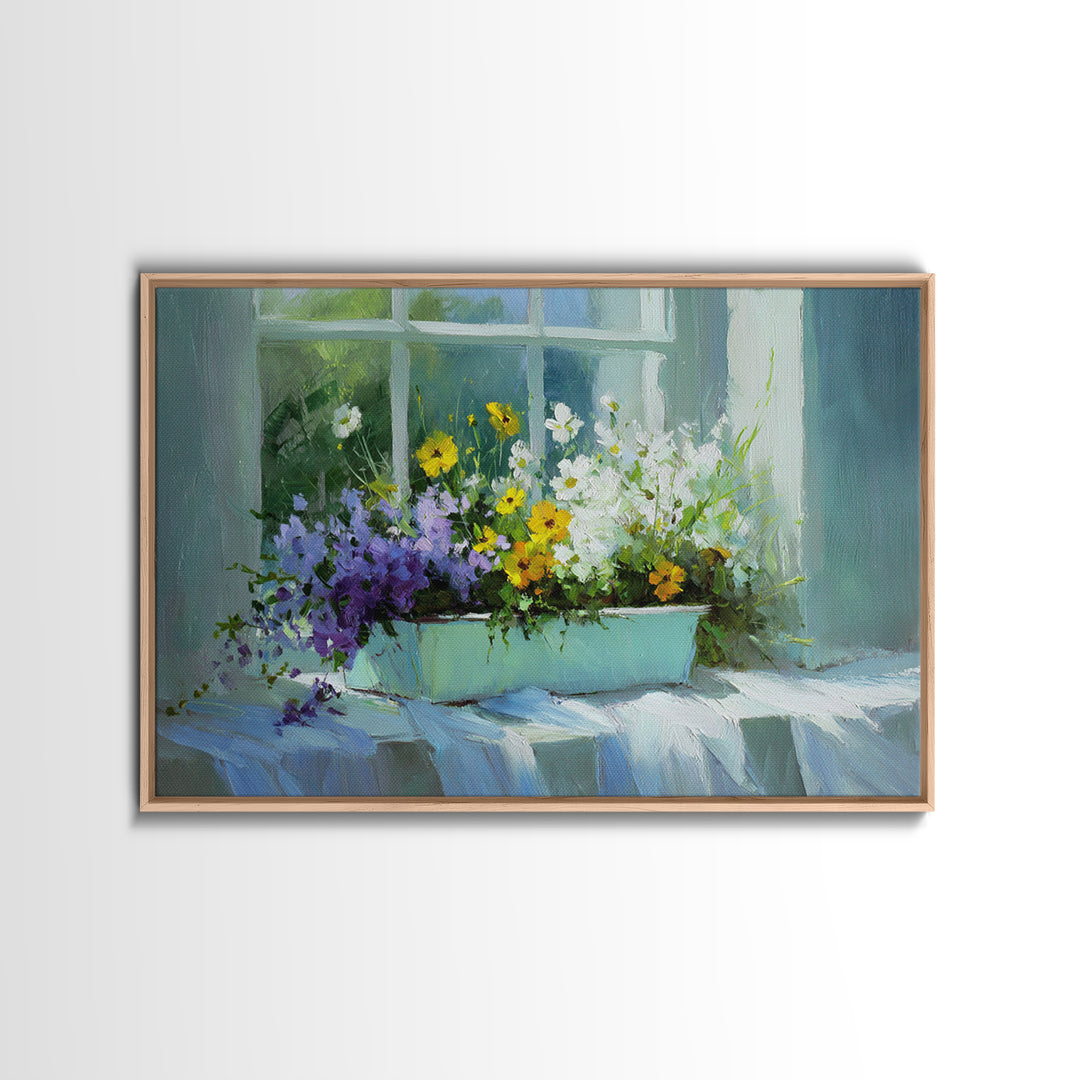 Old Enamel Basin Filled Framed Canvas Print, Laundry Room Art, Funny Poster, Living Room Decor, Clean, Minimalist Decor, LRA-3x2-60