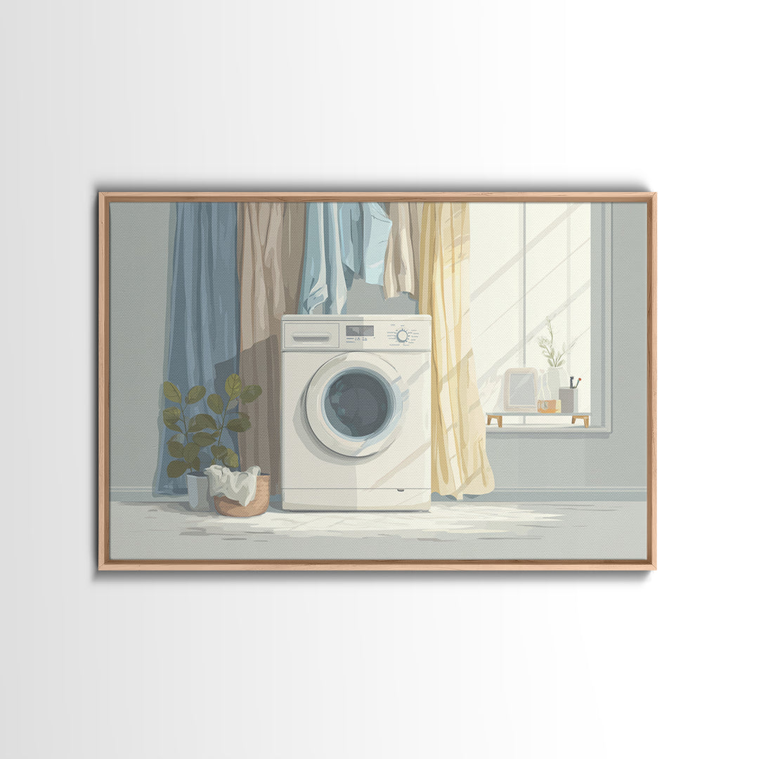 Washing Machine Icon Graphic Without Text Framed Canvas Print, Laundry Room Art, Laundry Room Decor, Living Room Decor, Clean, LRA-3x2-86